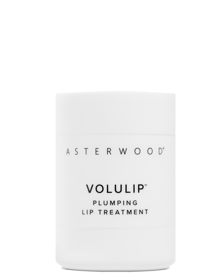 Asterwood Volulip Plumping Lip Treatment white twist-base tube on white, label reads plumping lip treatment.