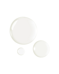 Macro of three milky toner droplets on white showing the soft, slightly opaque texture of the Dual Phase Milky Toner.