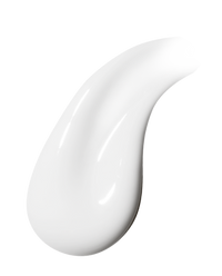 Macro swatch of the thick white Hyaluronic Acid Moisturizer cream in a swooping stroke on white.
