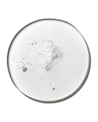 Macro top-down swatch of Matrixyl 3000 + Argireline serum showing the clear peptide gel with airy bubbles on white.
