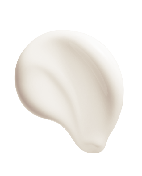 Macro swatch of the soft ivory Triple Repair Cream in a swooping stroke on white, showing the rich whipped texture.
