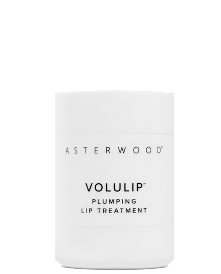 Asterwood Volulip Plumping Lip Treatment white twist-base tube on white, label reads plumping lip treatment.